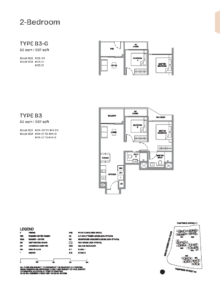 Type B3, B3-G (2b, 667sqft)