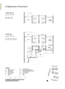 Type C4, C4-G (3b+HS, 990sqft)