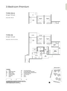 Type C5, C5-G (3b+HS, 1012sqft)