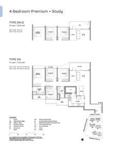 Type D3, D3-G (4b+ST+Study, 1227sqft)